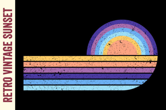 Retro Vintage Sunset Beach Illustration Review